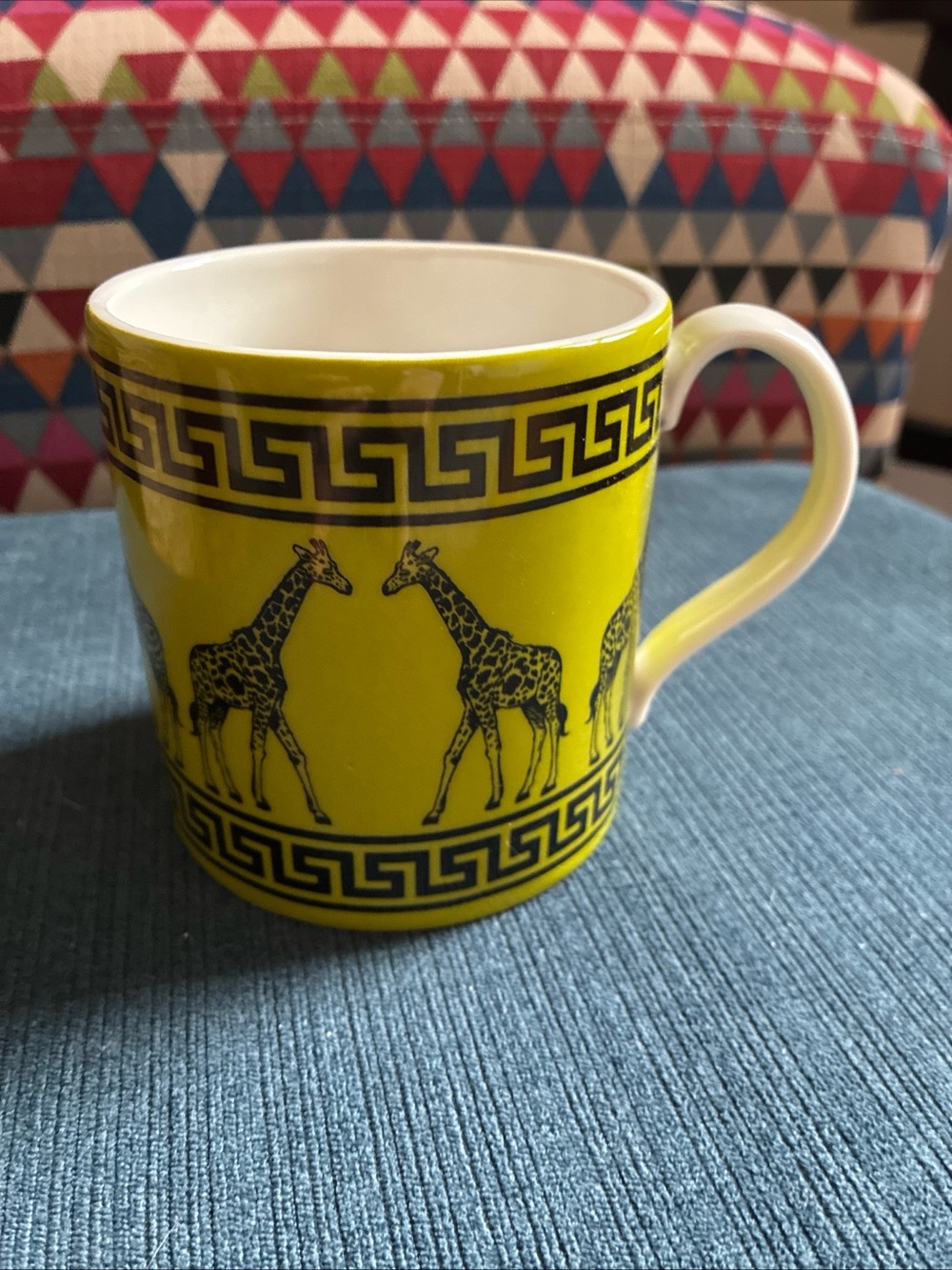 Jonathan Adler Carnaby Greek key giraffe mug, green and black